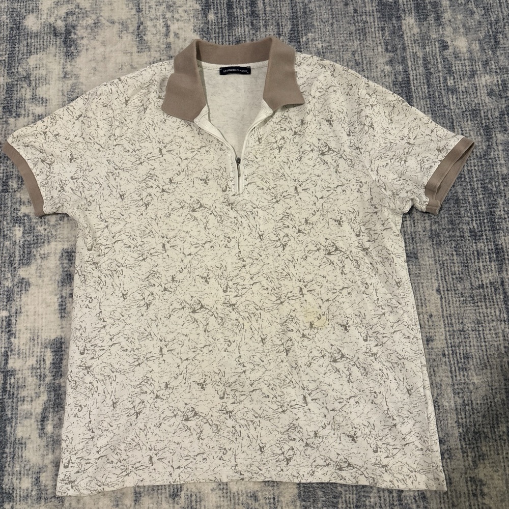 Classic White and Tan Polo Shirt